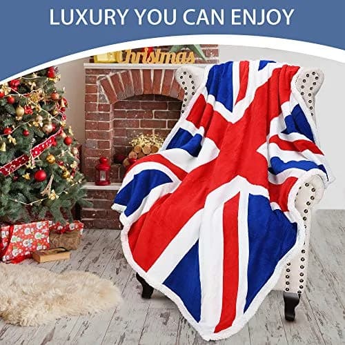 Catalonia Union Jack Blanket 50x60 inch | British Flag Cozy Fleece Throw for Home & Gifts thumbnail 6
