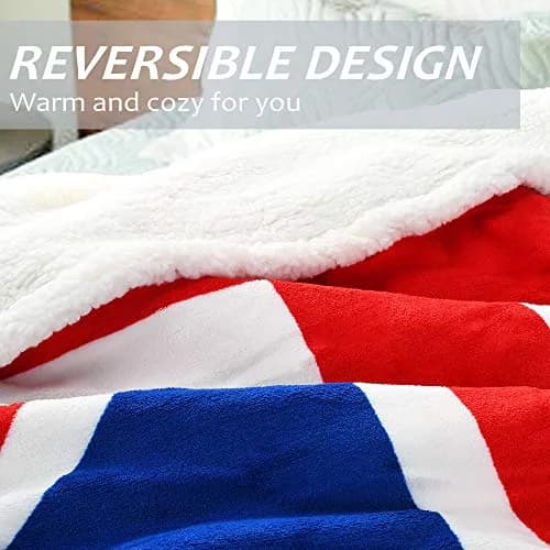 Catalonia Union Jack Blanket 50x60 inch | British Flag Cozy Fleece Throw for Home & Gifts thumbnail 2