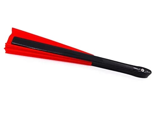 Amajiji Large Folding Hand Fan Rave Fan, Red 35cm (13.78 inches) | Easy Open Nylon Cloth for Dance & Festivals thumbnail 7