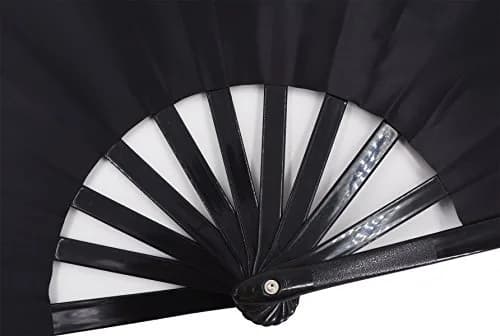 Amajiji Large Folding Fan Black | Elegant Japanese/Chinese Hand Fan for Women (35cm) thumbnail 4
