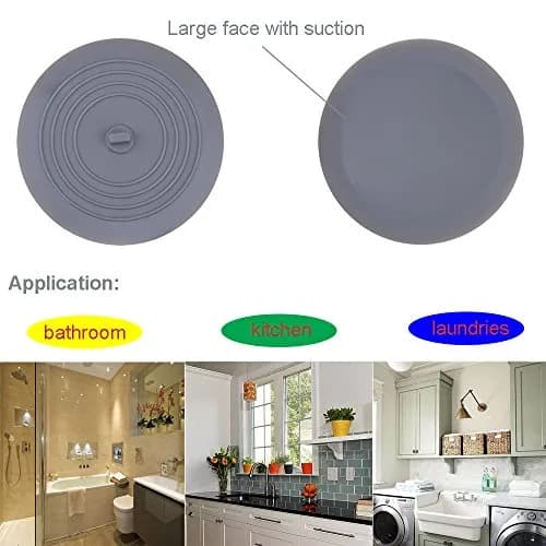 V-TOP Tub Stopper 2 Pack, 6 inches Silicone Drain Plug for Bathroom & Kitchen | Large Flat Suction Cover thumbnail 7