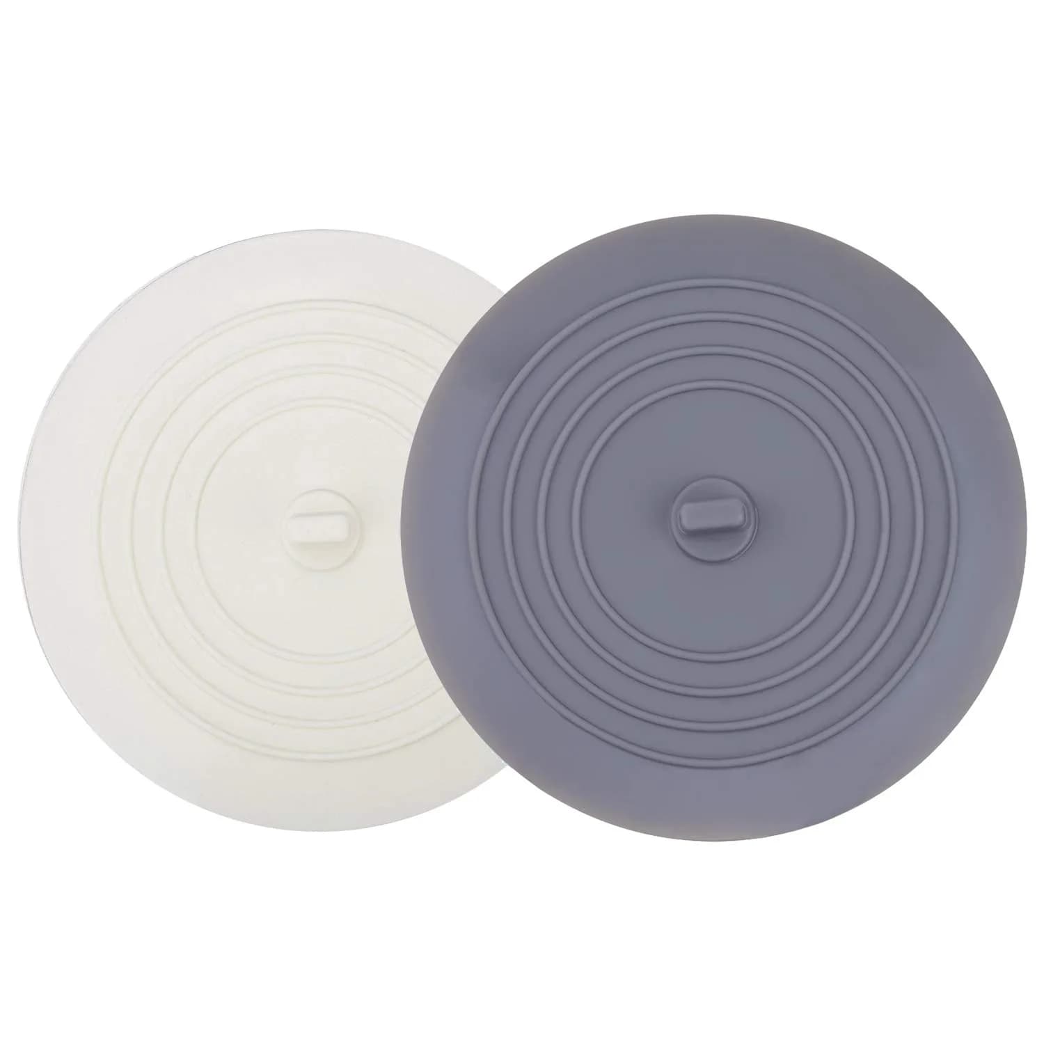 V-TOP 6 inch White & Gray Tub Stopper 2 Pack - Silicone Drain Plug for Kitchen, Bath, Laundry - main product image