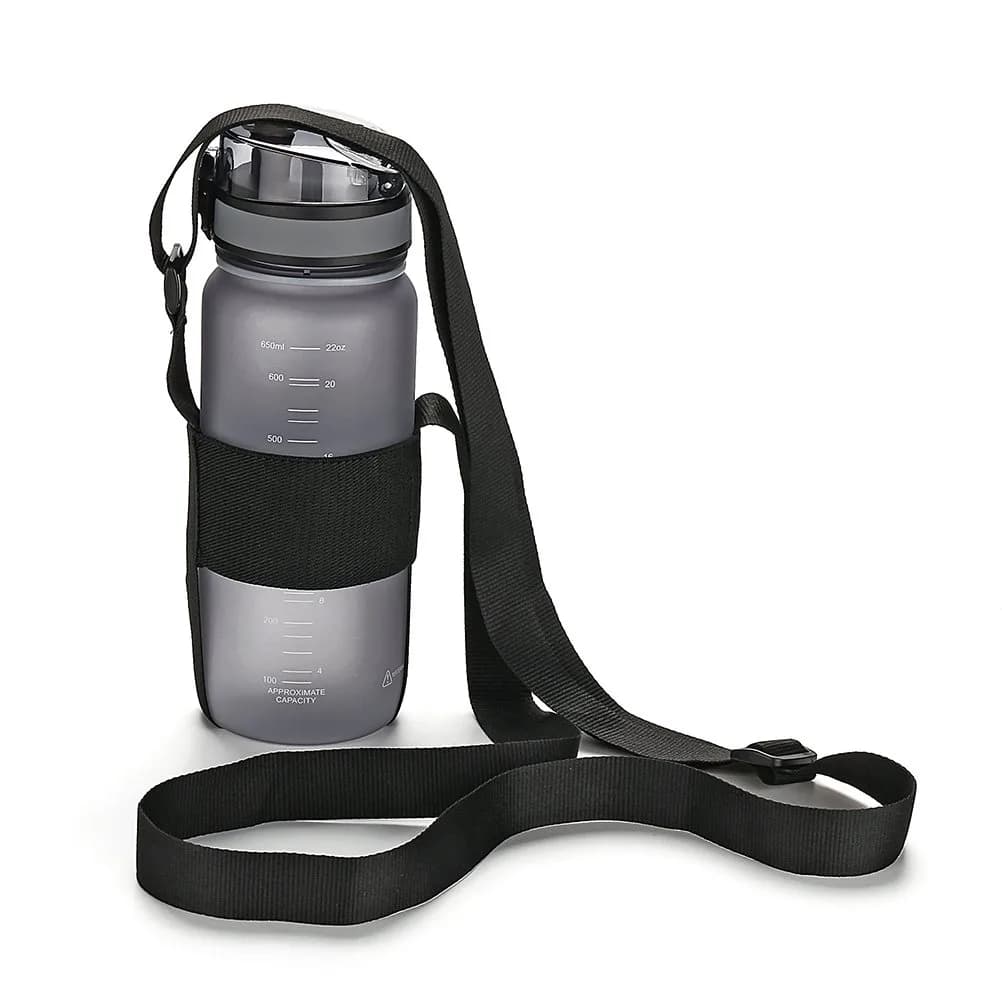 OYATON Water Bottle Carrier with Adjustable Strap, Universal Bottle Sling (1 Unit) | Holds Bottles 5.7cm-9.6cm Diameter — Black