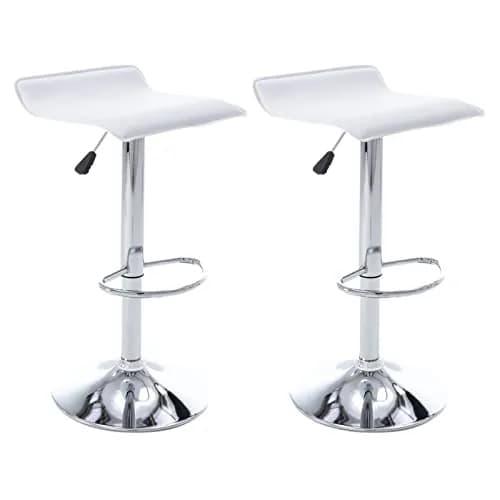 Vogue Furniture Direct White PU Leather Adjustable Swivel Backless Bar Stools Set of 2 | Modern, Stylish, 250 lbs Capacity thumbnail 1