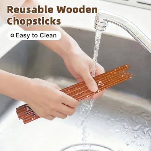 Antner Handmade Japanese Natural Wooden Chopsticks Gift Set with Box, 5 Pairs, 22.8 cm (9 inches) thumbnail 7