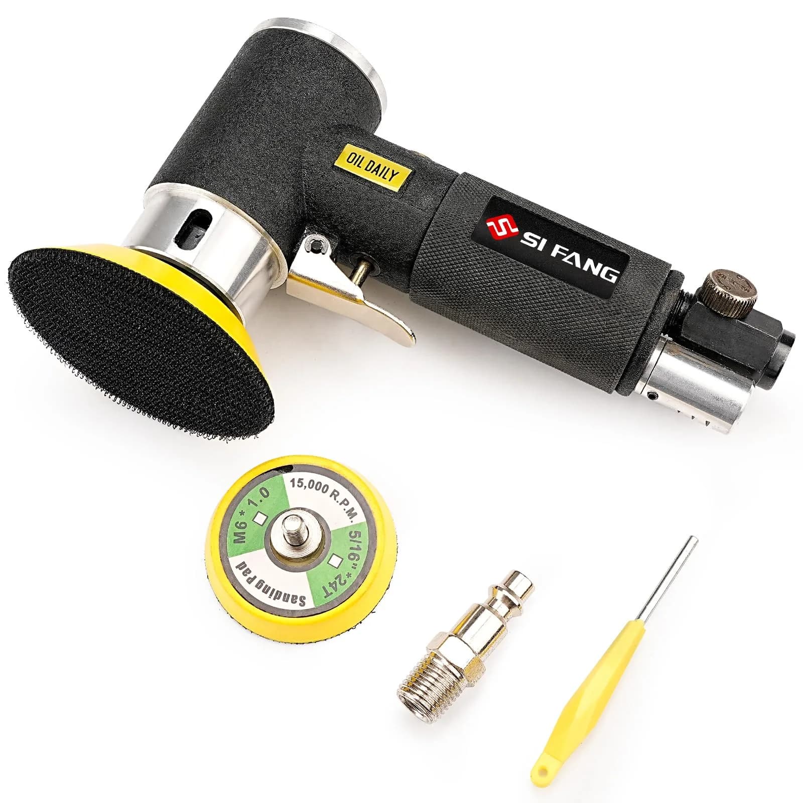 SI FANG Mini Orbital Air Sander 2" & 3" Pads | High Speed 15,000 RPM for Auto Body Work - main product image