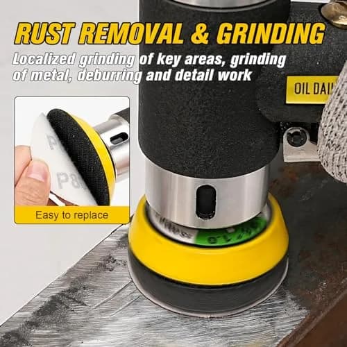 SI FANG Mini Orbital Air Sander 2" & 3" Pads | High Speed 15,000 RPM for Auto Body Work thumbnail 4