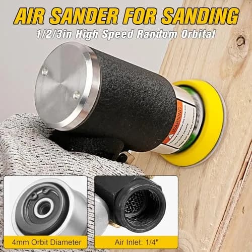 SI FANG Mini Orbital Air Sander 2" & 3" Pads | High Speed 15,000 RPM for Auto Body Work thumbnail 3