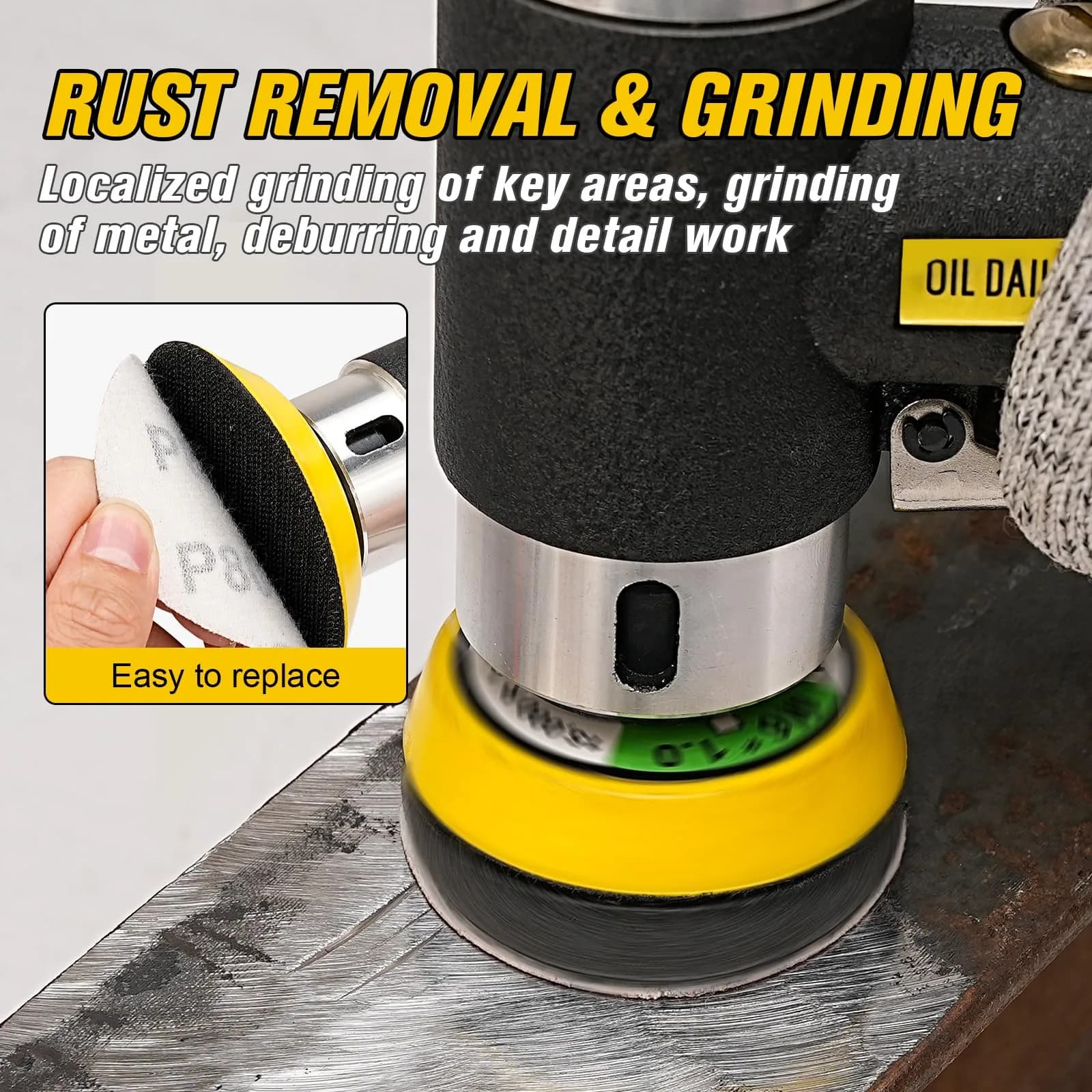 SI FANG Mini Orbital Air Sander 2" & 3" Pads | High Speed 15,000 RPM for Auto Body Work - view 4