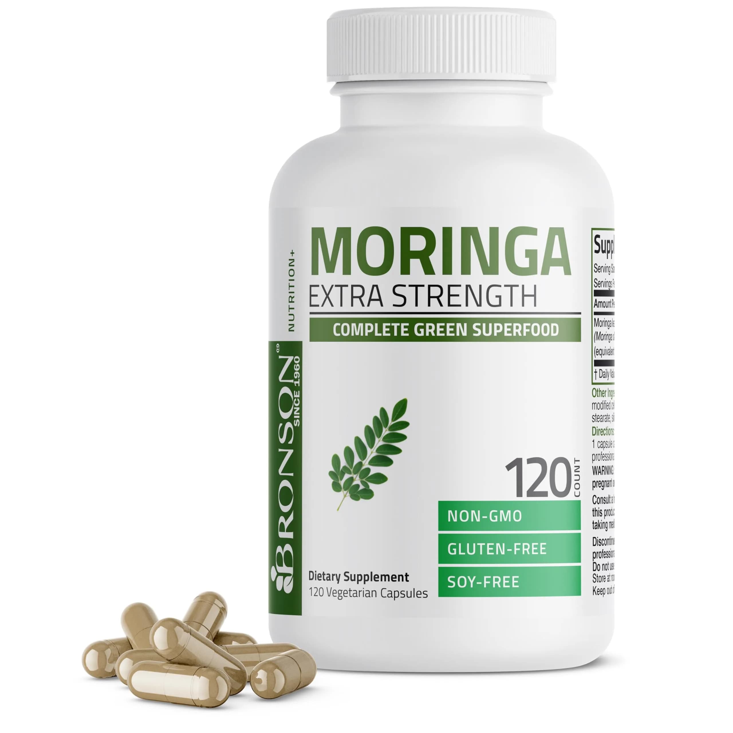 Bronson Moringa Extra Strength Leaf Extract | 120 Vegetarian Capsules for Overall Wellness — Capsule