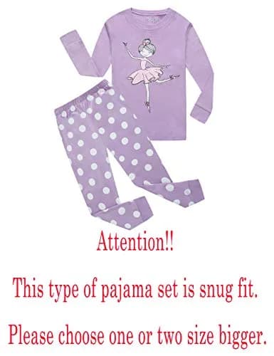 Family Feeling Big Girls Long Sleeve Ballet Pajamas Sets Size 12 | 100% Cotton, Snug Fit for Safe Sleep (70-120c) thumbnail 3