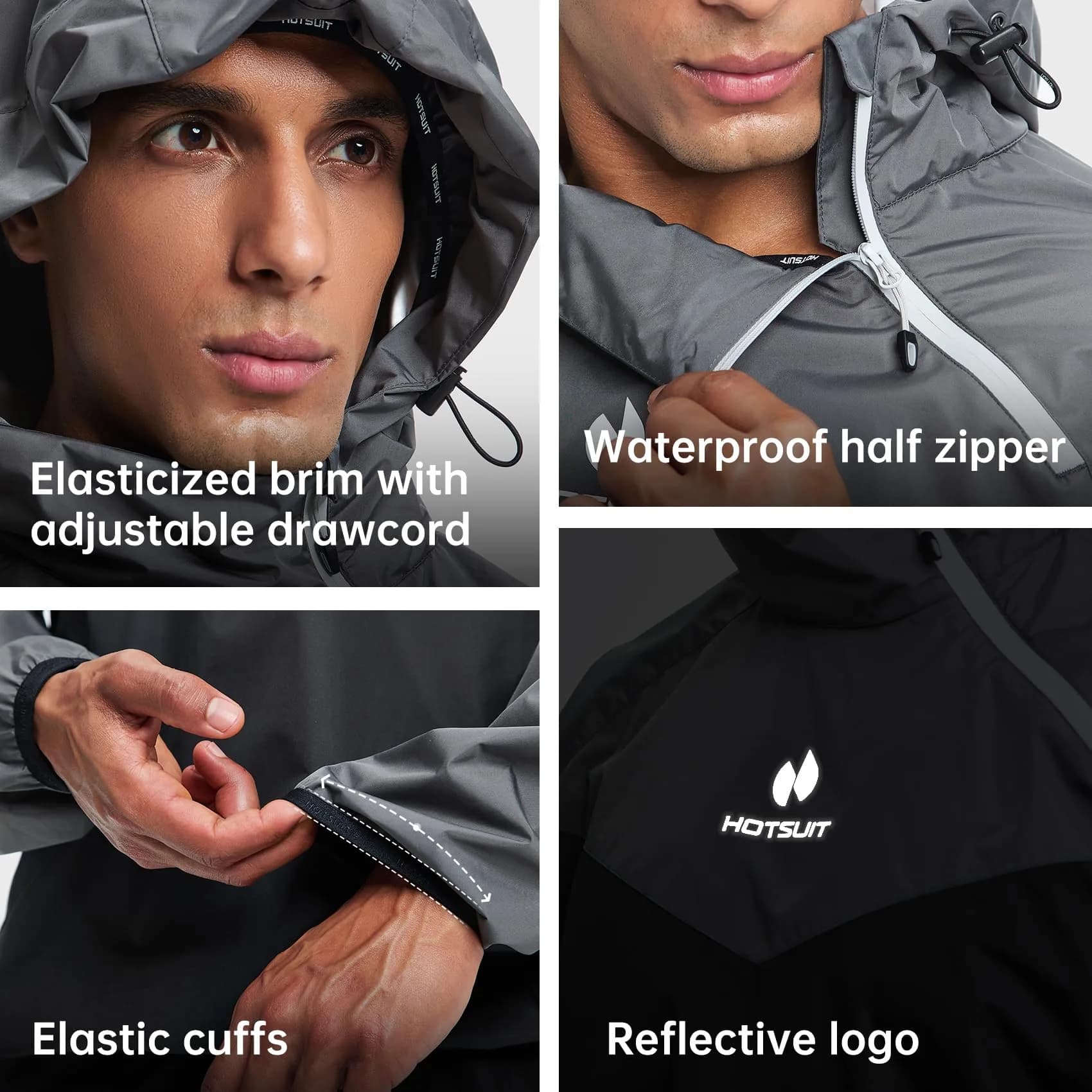 HOTSUIT Sauna Suit for Men Weight Loss Sweat Suits Jacket Pant Gym Workout, Gray, Medium | Sweat 5x More - view 5