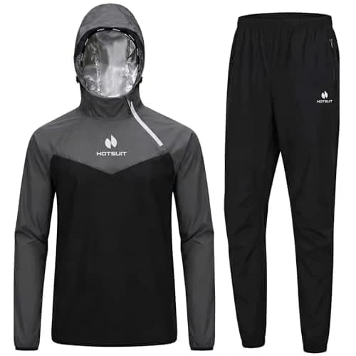 HOTSUIT Sauna Suit for Men Weight Loss Sweat Suits Jacket Pant Gym Workout, Gray, Medium | Sweat 5x More thumbnail 1