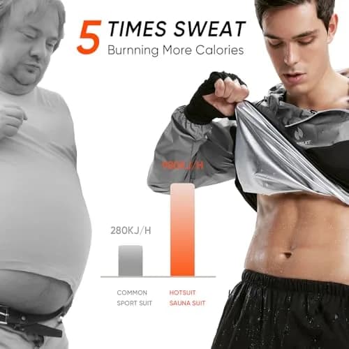 HOTSUIT Sauna Suit for Men Weight Loss Sweat Suits Jacket Pant Gym Workout, Gray, Medium | Sweat 5x More thumbnail 7