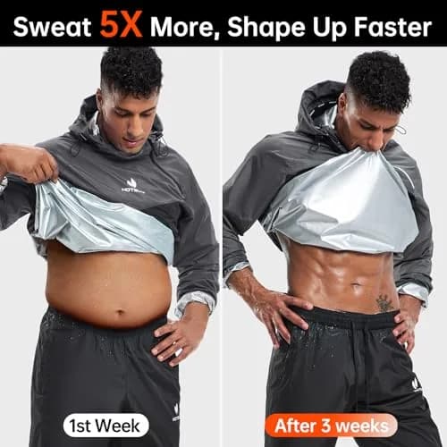 HOTSUIT Sauna Suit for Men Weight Loss Sweat Suits Jacket Pant Gym Workout, Gray, Medium | Sweat 5x More thumbnail 3
