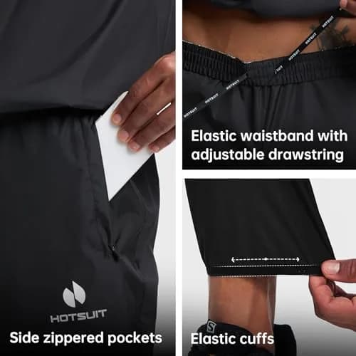 HOTSUIT Men's Sauna Suit Jacket & Pants Black M | Accelerates Sweat for Weight Loss & Body Shaping thumbnail 6