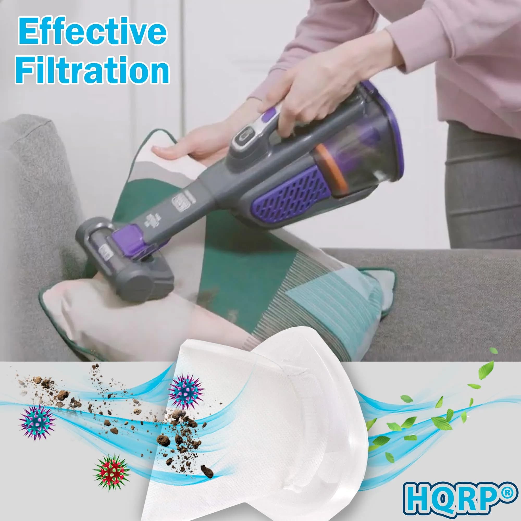 HQRP 2-Pack Washable Filter for Black+Decker HNV Series Hand Vacuums | Fits HNV115B, HNV215B, HNV220B Models - view 5