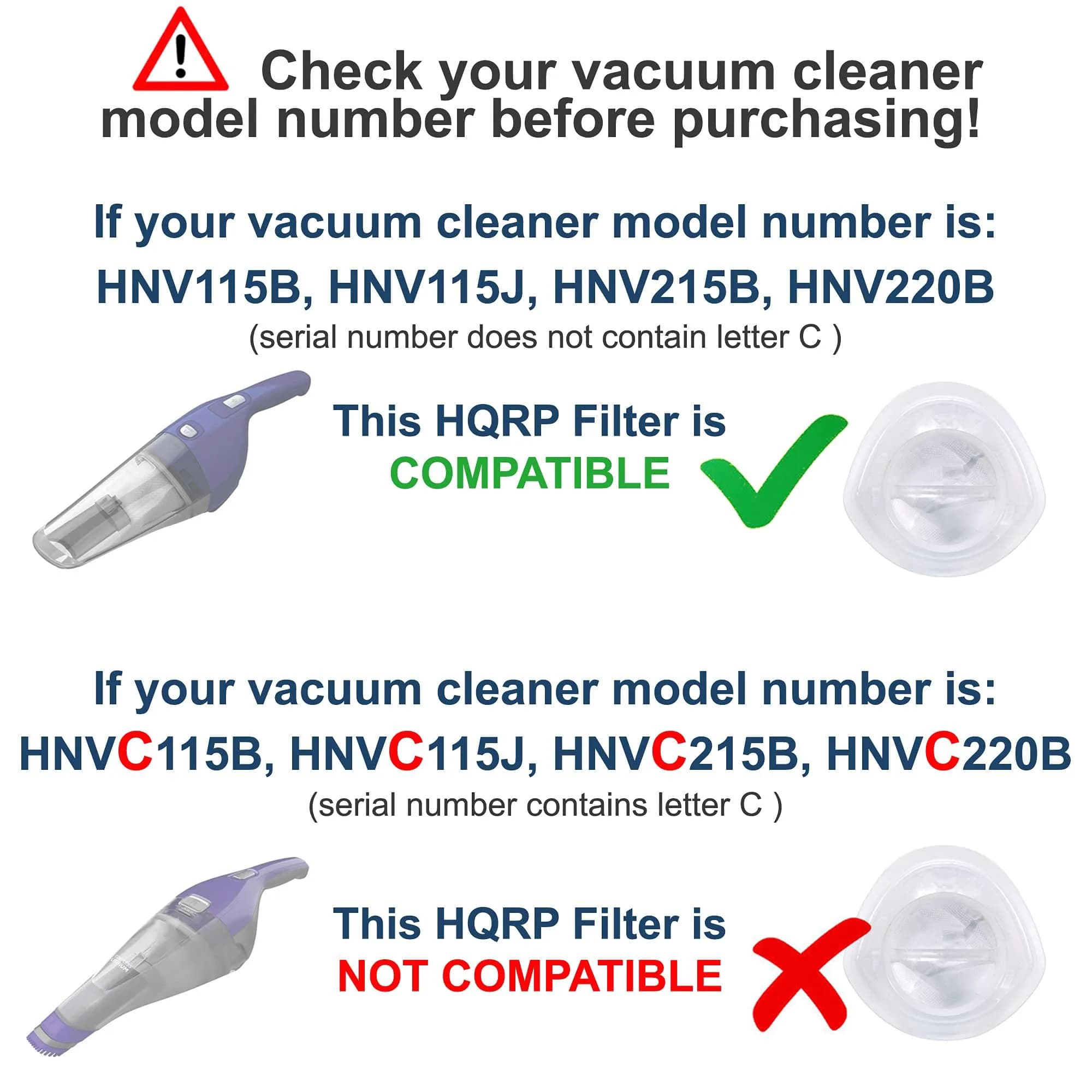 HQRP 2-Pack Washable Filter for Black+Decker HNV Series Hand Vacuums | Fits HNV115B, HNV215B, HNV220B Models - view 4