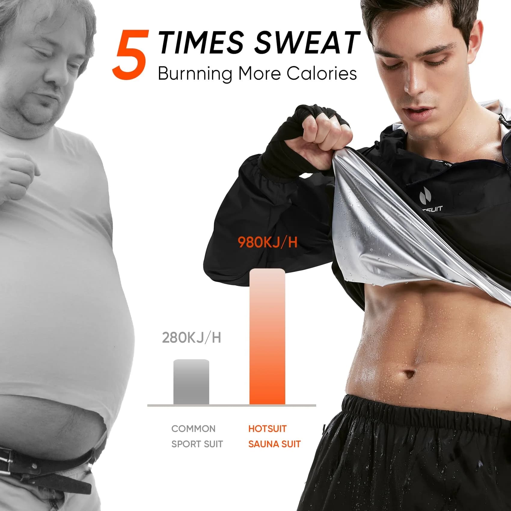 HOTSUIT Men's Sauna Suit Black 3XL | Sweat-Inducing Workout Gear for Enhanced Perspiration - view 7