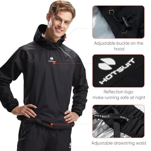 HOTSUIT Men's Sauna Suit Black 3XL | Sweat-Inducing Workout Gear for Enhanced Perspiration thumbnail 8