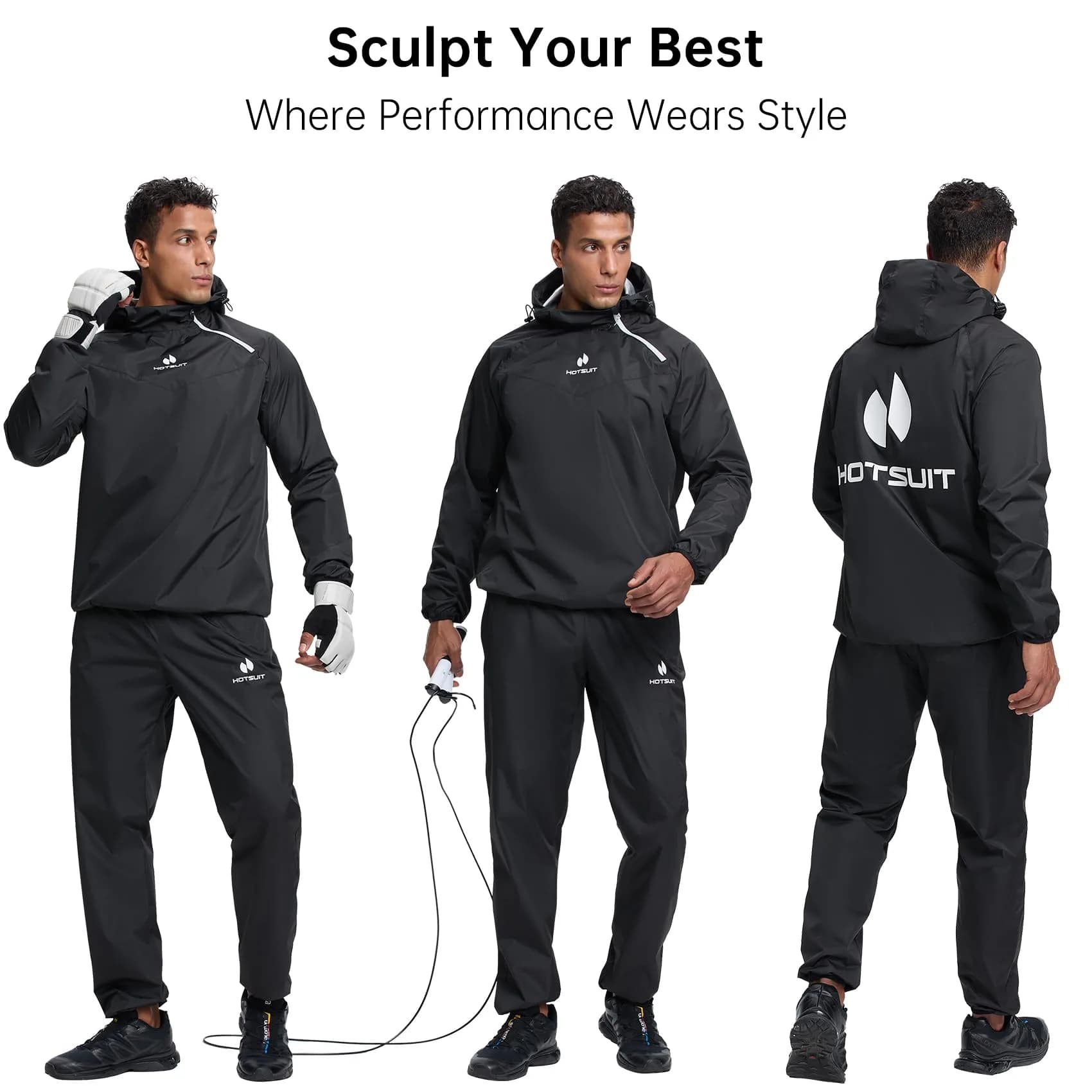 HOTSUIT Men's Sauna Suit Black 3XL | Sweat-Inducing Workout Gear for Enhanced Perspiration - view 2