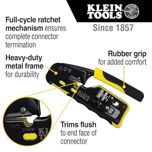 Klein Tools VDV226-110 Ratcheting Modular Data Cable Crimper, Wire Stripper & Cutter for RJ11/RJ12 & RJ45 Pass-Thru Connectors | 14.4 oz (408 g) Tool thumbnail 4