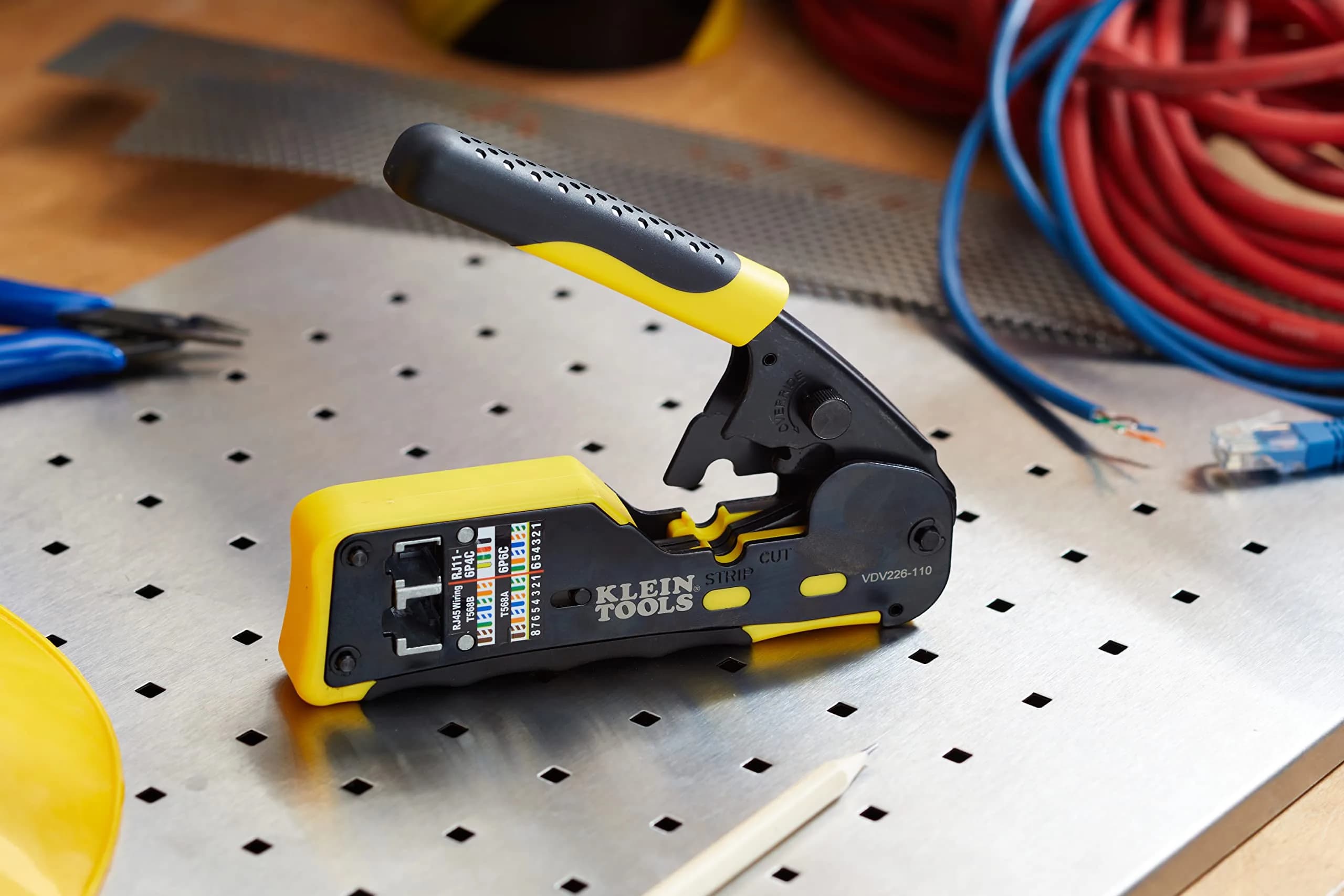 Klein Tools VDV226-110 Ratcheting Modular Data Cable Crimper, Wire Stripper & Cutter for RJ11/RJ12 & RJ45 Pass-Thru Connectors | 14.4 oz (408 g) Tool - view 2