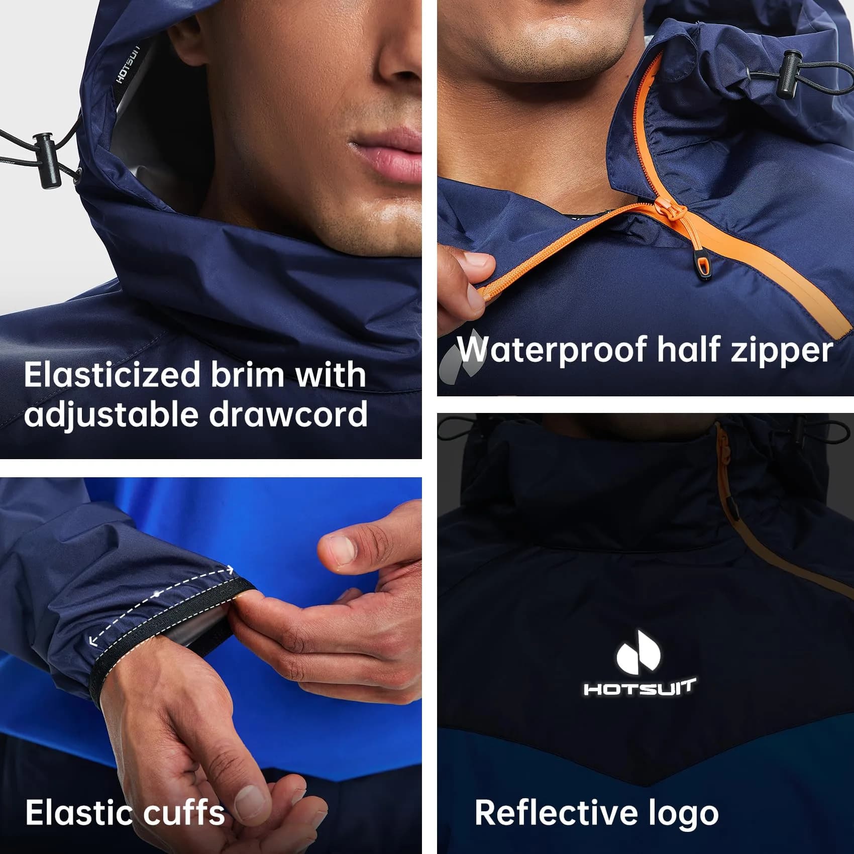 HOTSUIT Men's Sauna Suit Jacket & Pants XXL Navy | Sweat-Inducing Workout Gear - view 5