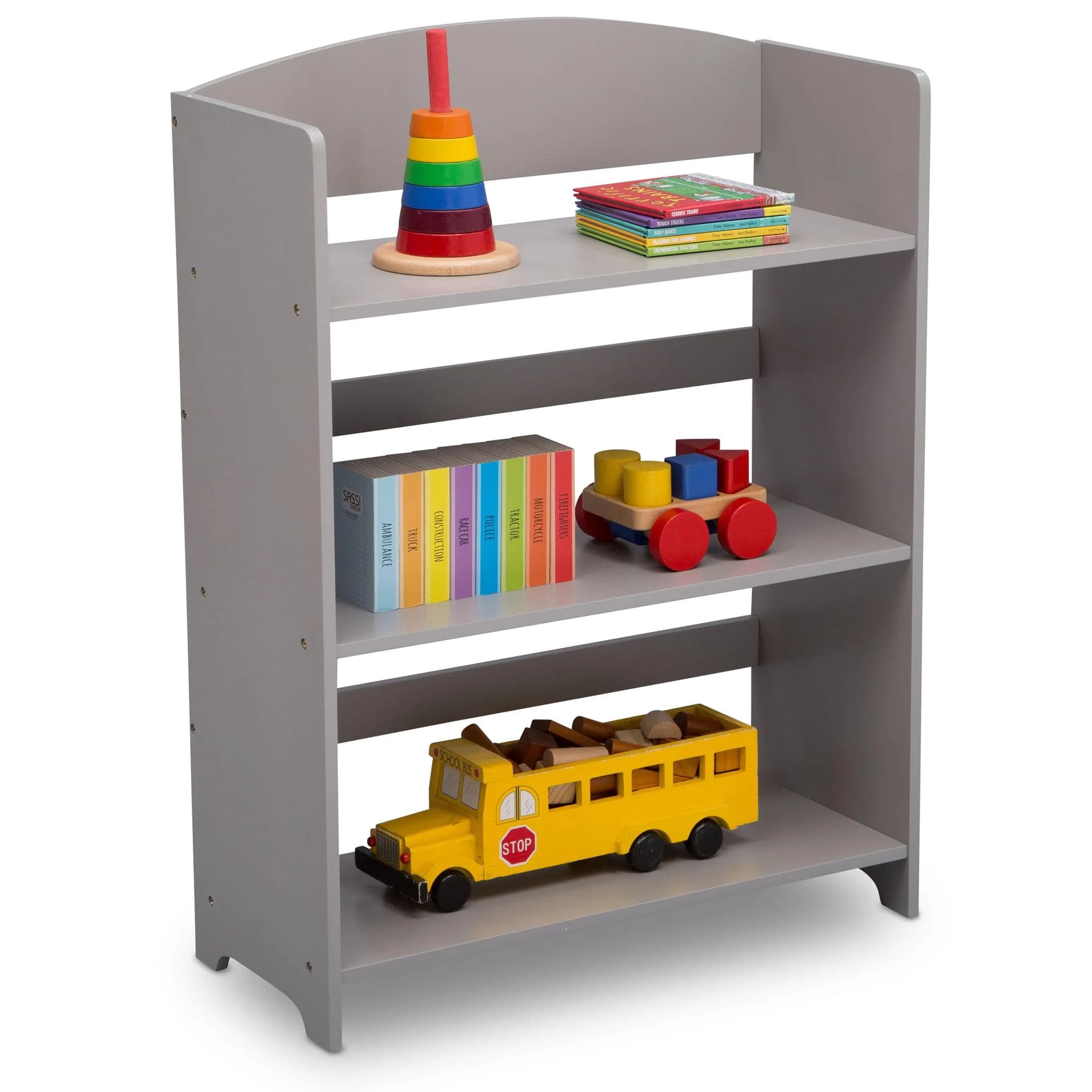 Delta Children MySize Bookshelf - Greenguard Gold Certified, Grey | Kid-Sized, Sturdy Wood Bookcase for Kids