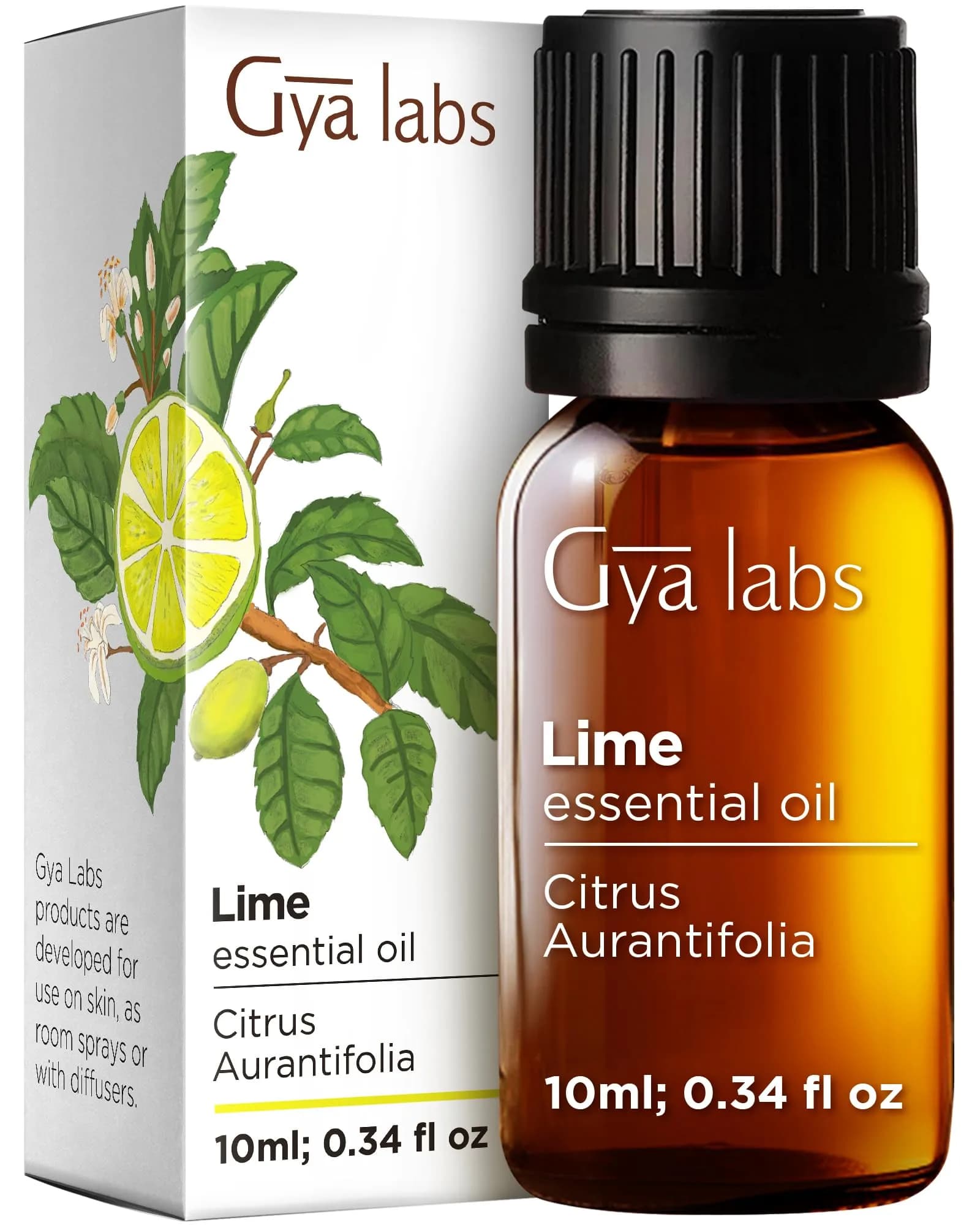 Gya Labs 100% Pure Lime Essential Oil for Skin, Hair & Candle Making Scent | Aromatherapy Grade 10ml (0.34 Fl Oz) - main product image