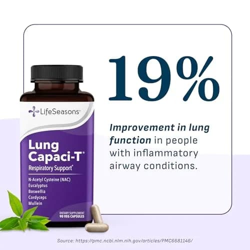 LifeSeasons Lung Capaci-T Respiratory Support Supplement 90 Capsules | Supports Oxygen Capacity & Mucus Reduction thumbnail 3