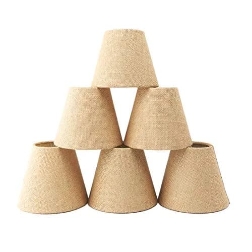Eurus Home Small Lamp Shade Set of 6 Burlap Clip-On Shades 3" Top x 6" Bottom x 5" Slant thumbnail 1