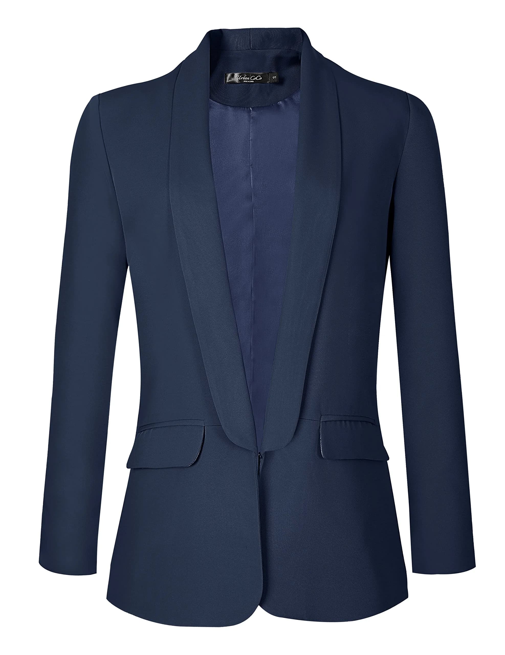 Urban CoCo Women's Office Blazer Jacket Open Front | Elegant Business Style with Hook & Eye Closure - main product image