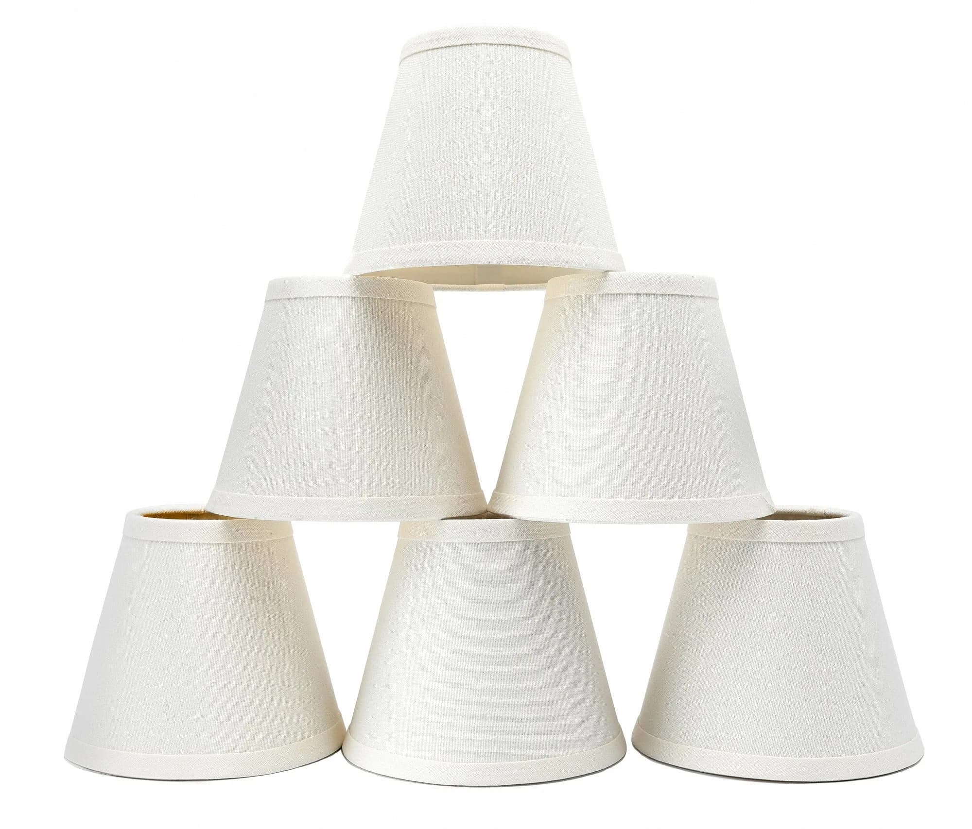 Eurus Home White Linen Lampshade Set of 6 | Clip-On Empire Shade for Chandeliers — White