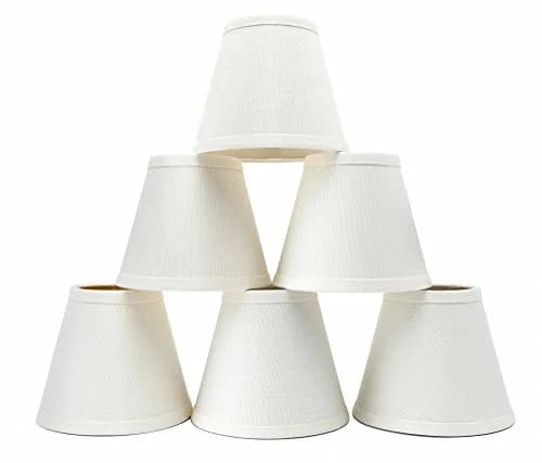 Eurus Home White Linen Lampshade Set of 6 | Clip-On Empire Shade for Chandeliers thumbnail 1