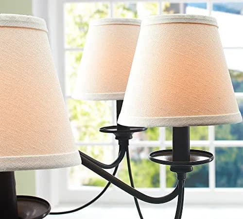 Eurus Home White Linen Lampshade Set of 6 | Clip-On Empire Shade for Chandeliers thumbnail 3