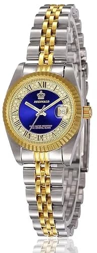 MASTOP Women's Quartz Watch 26mm (1 inch) | Luminous Blue Dial, Silver & Gold Two-Tone Stainless Steel Dress Bracelet Watch thumbnail 1