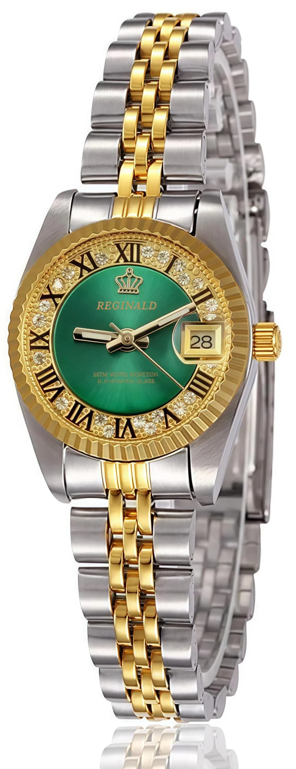 MASTOP Women's Quartz Dress Watch 26mm (1.02 in) Gold | Luminous Dial, Water-Resistant 30m — Green