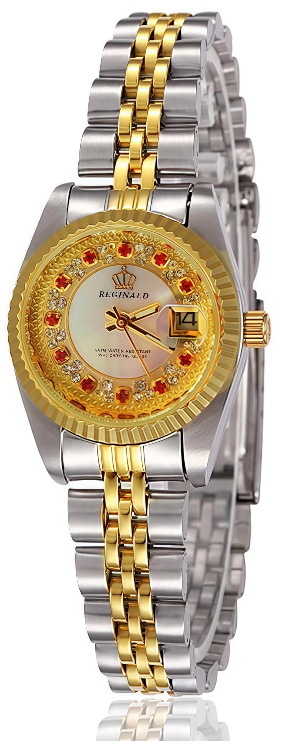 MASTOP Women's Two Tone Stainless Steel Dress Watch | 26mm Case, Luminous Dial, 30m Water Resistant — Silver