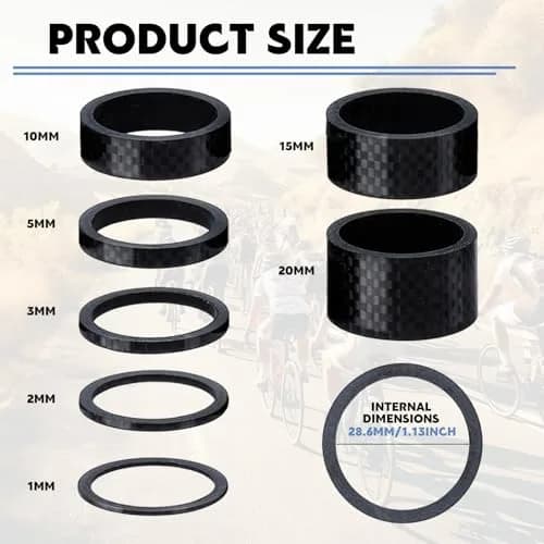 Sumind Carbon Fiber Bike Headset Spacers 1-1/8 Inch | 7 Sizes for Precise Fit & Light Weight thumbnail 2