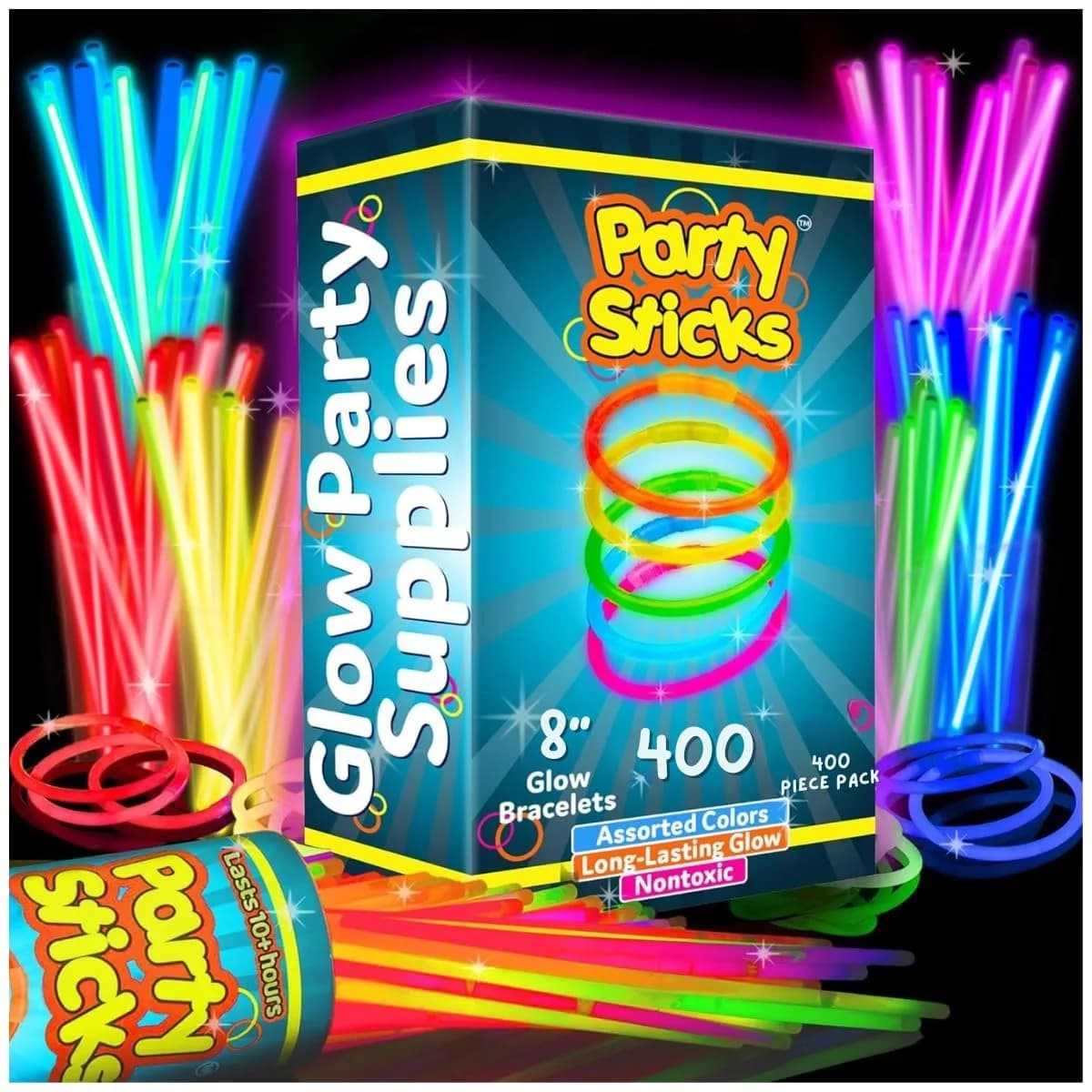PartySticks White Glow Sticks - 400 Pack with Connectors | Bright & Long-Lasting for Indian Parties - main product image