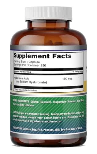 Amazing Nutrition Hyaluronic Acid 100 Mg Supplement | Capsules | Gluten-Free | Made in USA (250) thumbnail 6