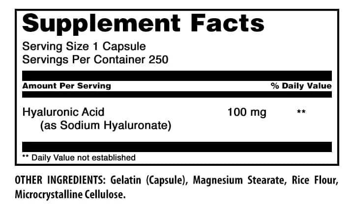 Amazing Nutrition Hyaluronic Acid 100 Mg Supplement | Capsules | Gluten-Free | Made in USA (250) thumbnail 2