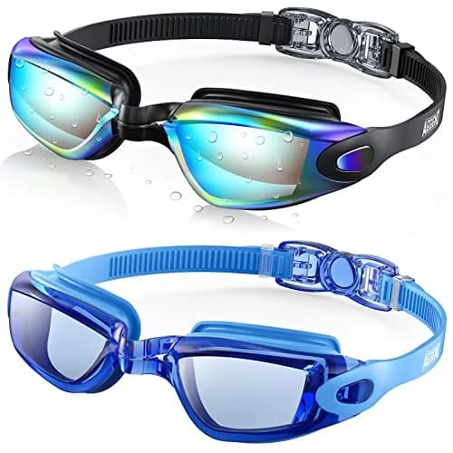 Aegend Swim Goggles 2 Pack Aqua & Light Blue | Anti-Fog UV Protection for Adult Men Women thumbnail 1