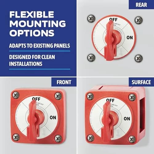 Blue Sea Systems On/Off Battery Isolator Switch With Locking Key, Red, 300A 48V DC | Ignition Protected for Marine Use thumbnail 4