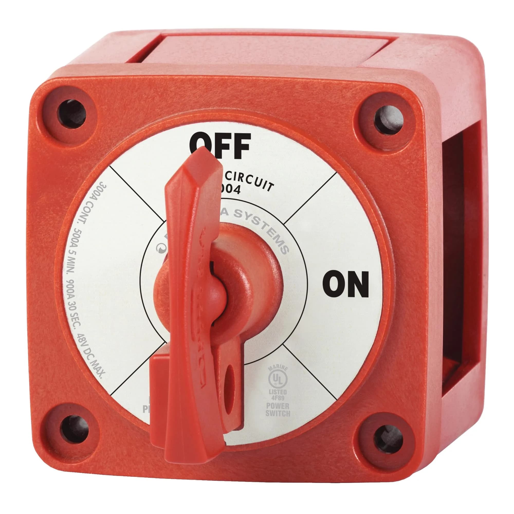 Blue Sea Systems On/Off Battery Isolator Switch With Locking Key, Red, 300A 48V DC | Ignition Protected for Marine Use