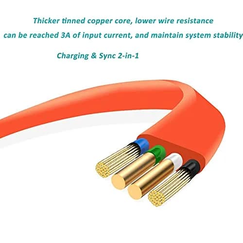 Alitutumao Flat Micro USB Charging Cable 1m (3.3ft) Orange | Fast Charging & Data Sync thumbnail 4