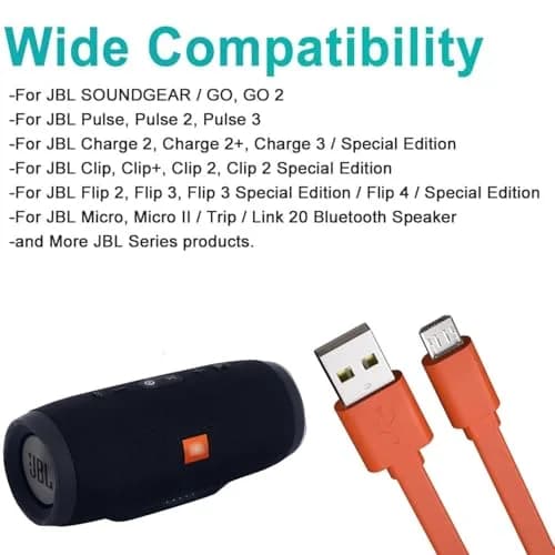 Alitutumao Flat Micro USB Charging Cable 1m (3.3ft) Orange | Fast Charging & Data Sync thumbnail 3