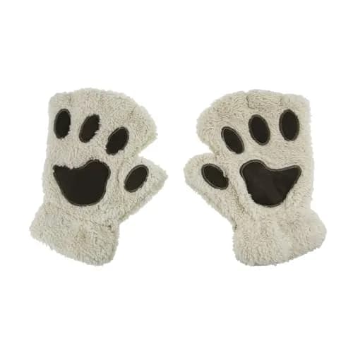 Ylucky Girls Cartoon Bear Claw Gloves Half Finger Paw Gloves Winter Warm Plush Faux Fur Mittens Hand Wear | Cute Animal Design for Cold Weather thumbnail 5