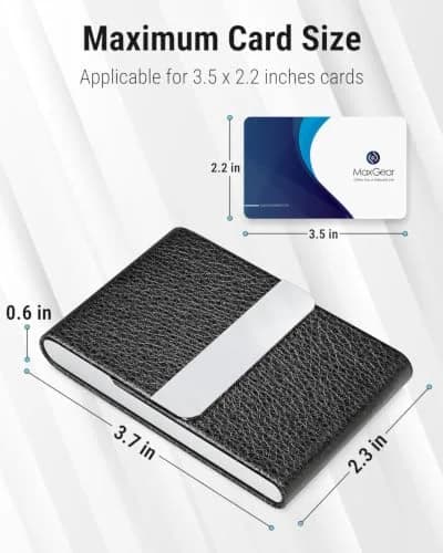 MaxGear Business Card Holder, PU Leather Business Card Case, Black | Slim Magnetic Card Organizer for Men & Women thumbnail 5